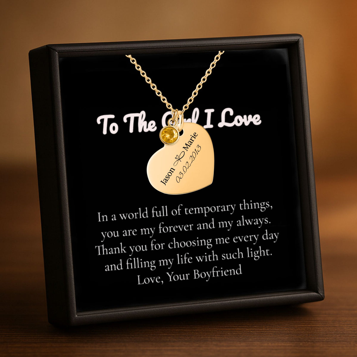 Heart Necklace with Birthstone