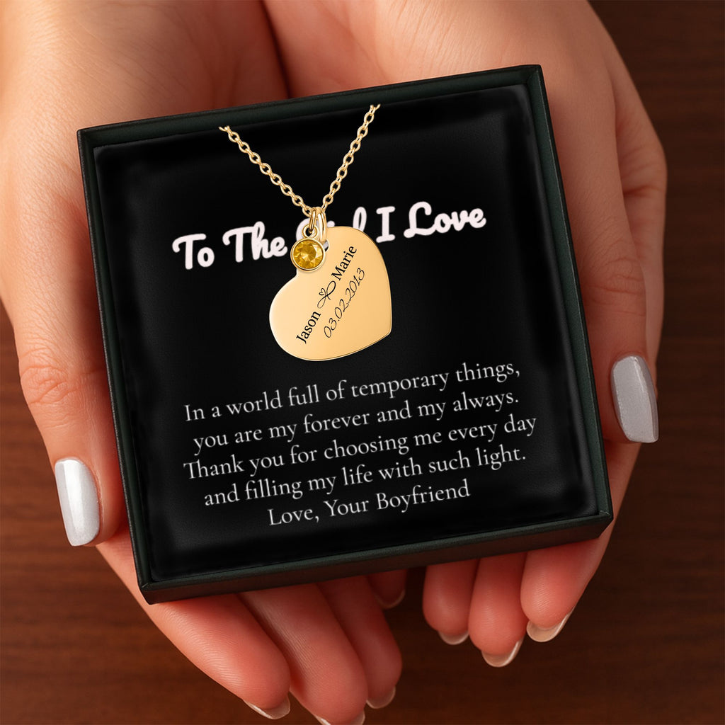 Heart Necklace with Birthstone
