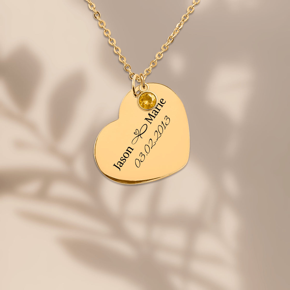 Heart Necklace with Birthstone