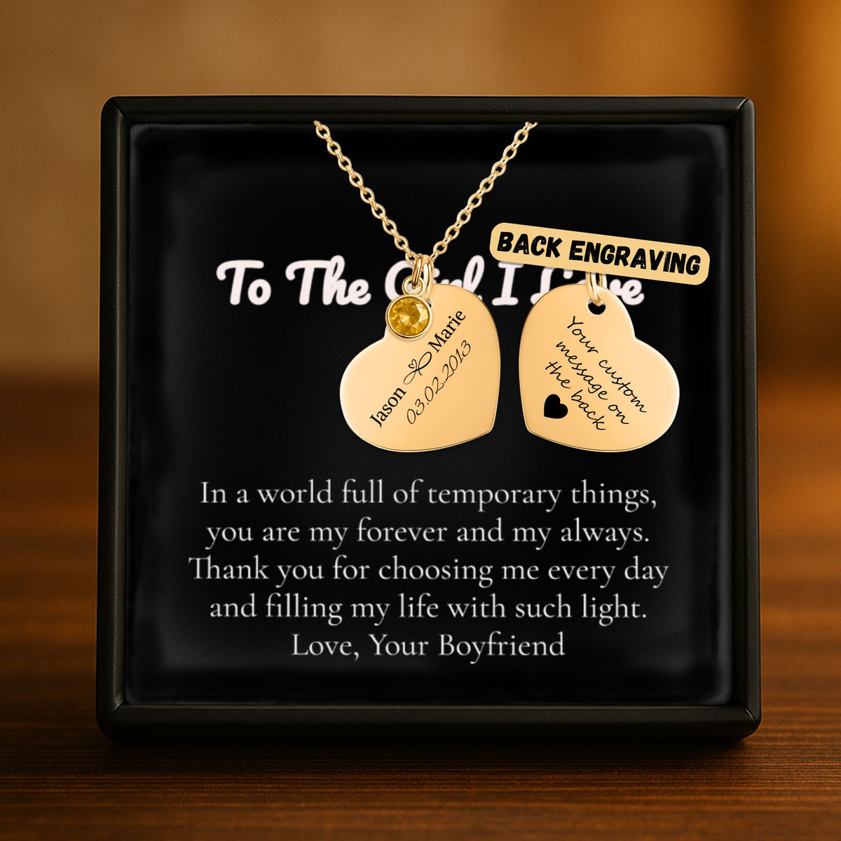 Heart Necklace with Birthstone